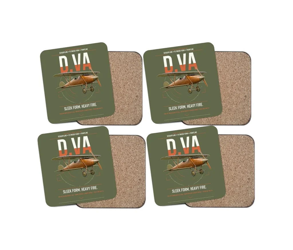 Albatros D.Va design on green army 4 pieces set coaster