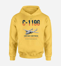 Thumbnail for C-119G Flying Boxcar design on yellow double-side hoodie, single-side print