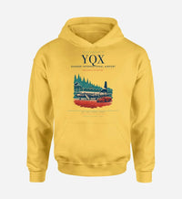 Thumbnail for Gander International Airport (YQX) design on yellow hoodie single-side print