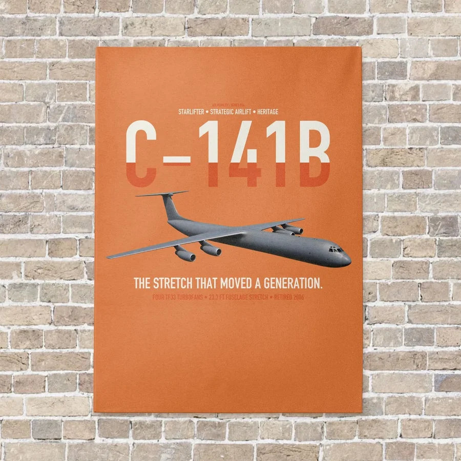 C-141B Starlifter vertical canvas print - no frame - orange background