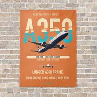 Thumbnail for Airbus A350-1000 vertical canvas print - no frame - orange background
