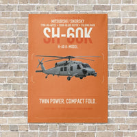 Thumbnail for Mitsubishi Sikorsky SH-60K vertical canvas print - no frame - orange background