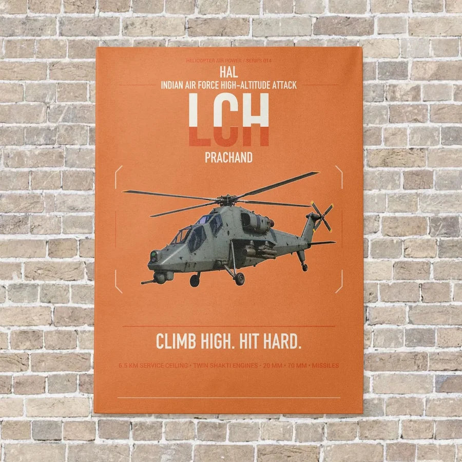 HAL LCH Prachand vertical canvas print - no frame - orange background
