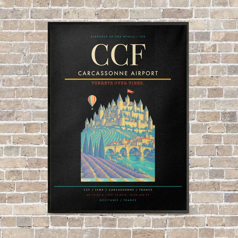 Carcassonne Airport CCF - Canvas Framed - Black
