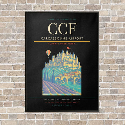 Carcassonne Airport CCF - Canvas Framed - Black
