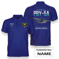 Thumbnail for PBY-5A Catalina design on blue+name double-side polo t-shirt, double-side print