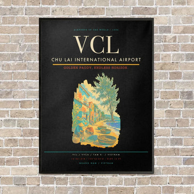 Chu Lai International Airport VCL vertical canvas print - framed - black background
