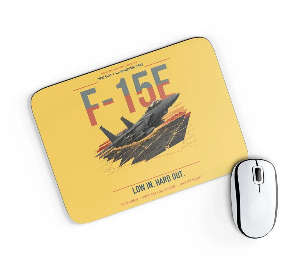 F-15E Strike Eagle design on yellow rectangle mouse pad