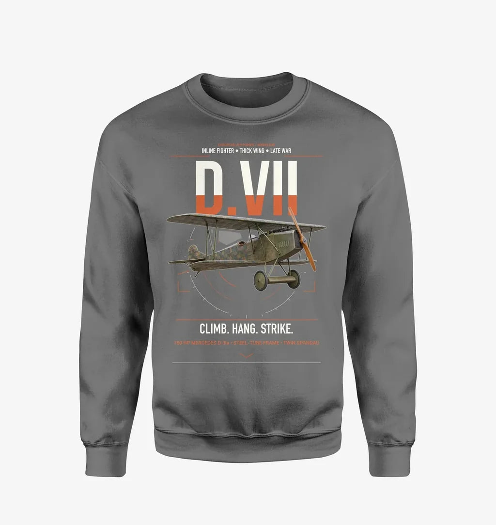 Fokker D.VII design on gray sweatshirt