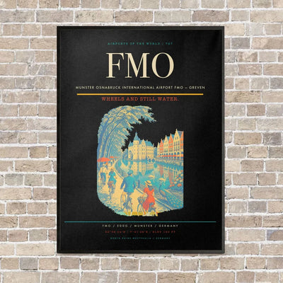 Munster Osnabruck International Airport FMO — Greven vertical canvas print - framed - black background