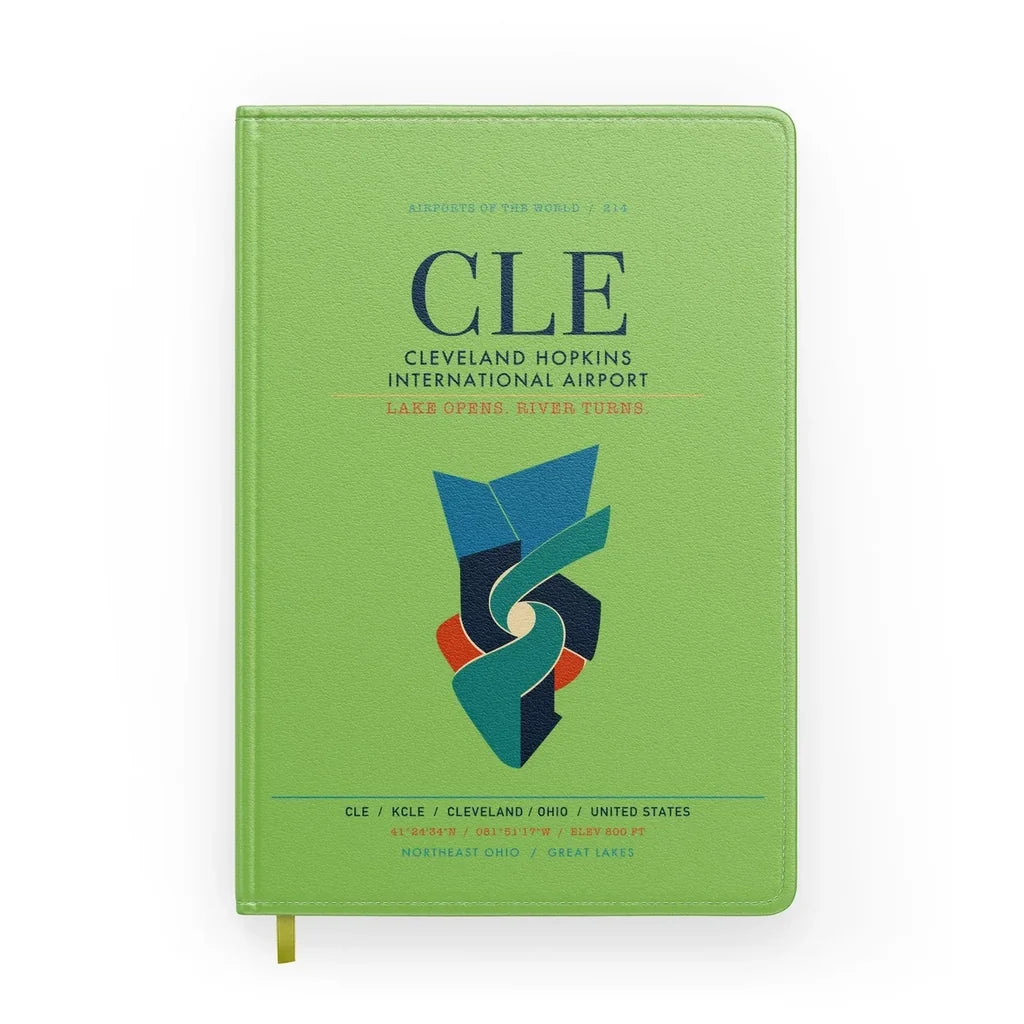 Cleveland Hopkins International Airport (CLE) design on light green notebook