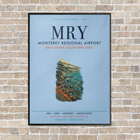 Thumbnail for Monterey Regional Airport MRY vertical canvas print - framed - light blue background