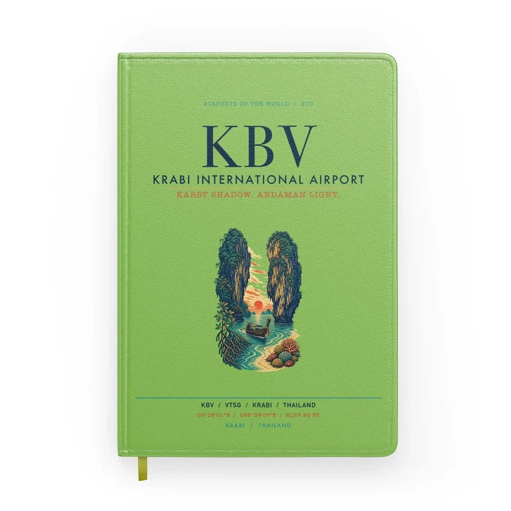 Krabi International Airport (KBV) design on light green notebook