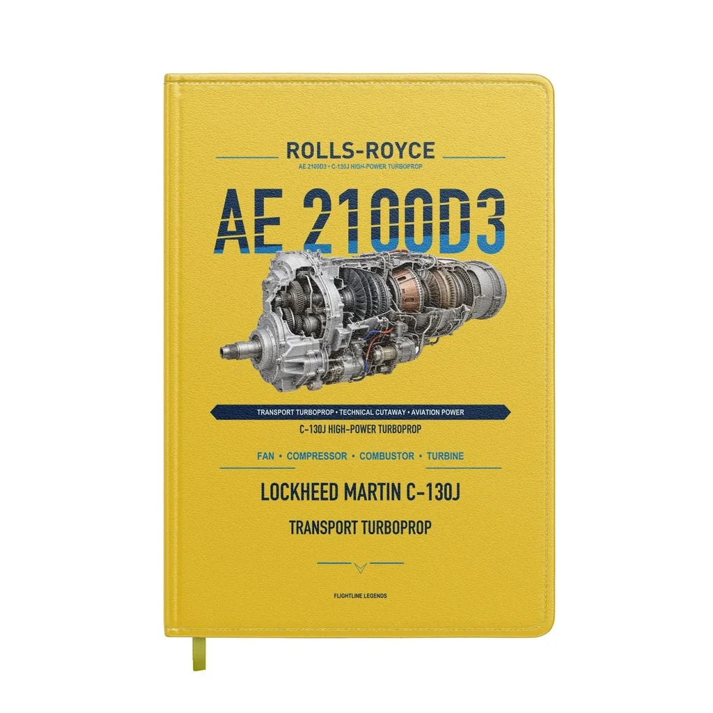AE 2100D3 design on yellow notebook