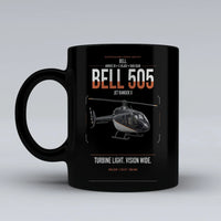 Thumbnail for Bell 505 Jet Ranger X design on black ceramic mug, double-side print