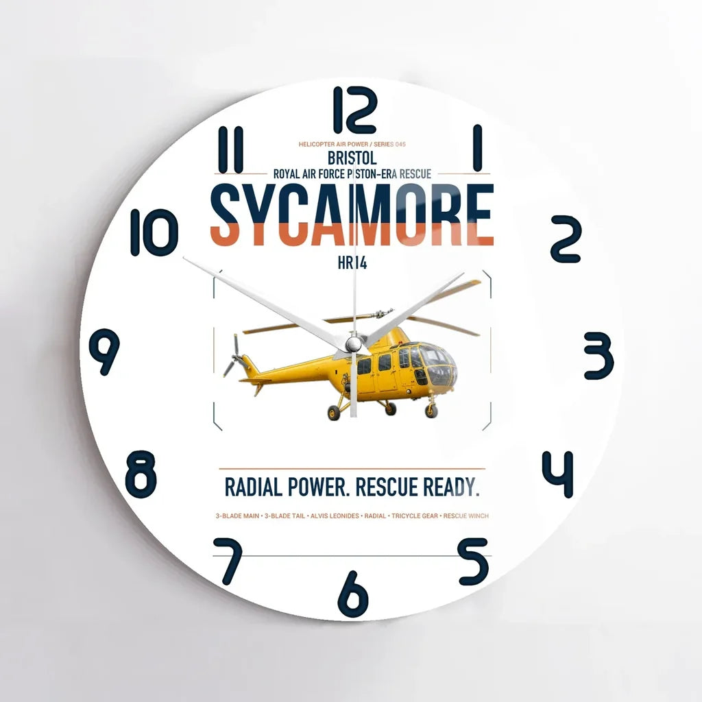 Bristol Sycamore HR14 design on white no frame wall clock