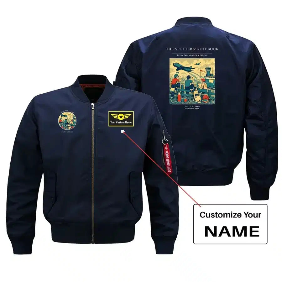 VINTAGE G4384 - The Spotters' Notebook - Bomber Jacket design on blue+name