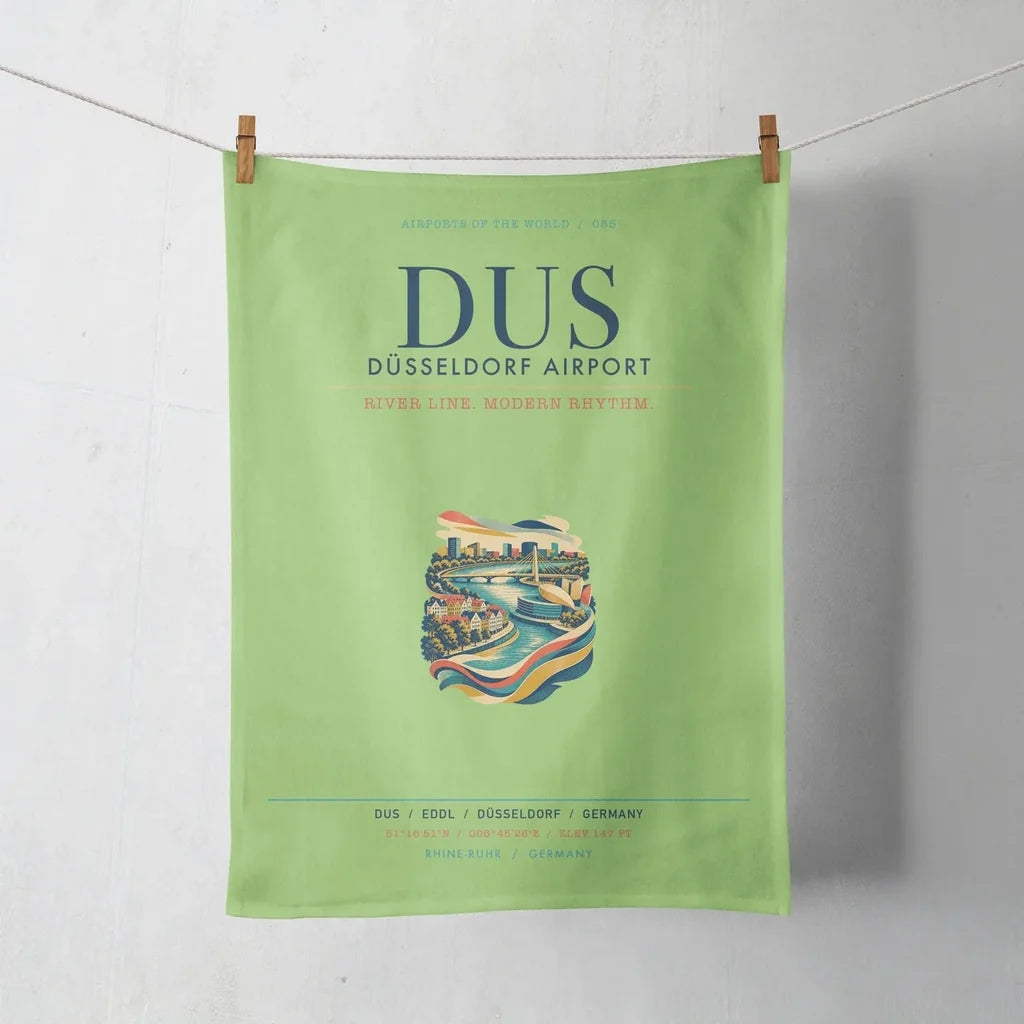 Düsseldorf Airport (DUS) design on light green towel