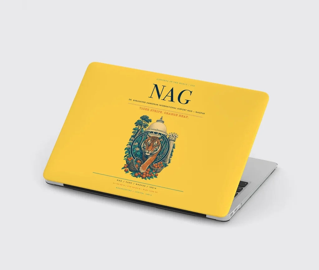 Dr. Babasaheb Ambedkar International Airport (NAG) design on yellow MacBook case