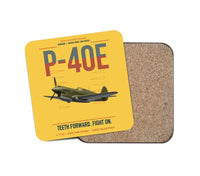 Thumbnail for P-40E Warhawk design on yellow 1 piece coaster