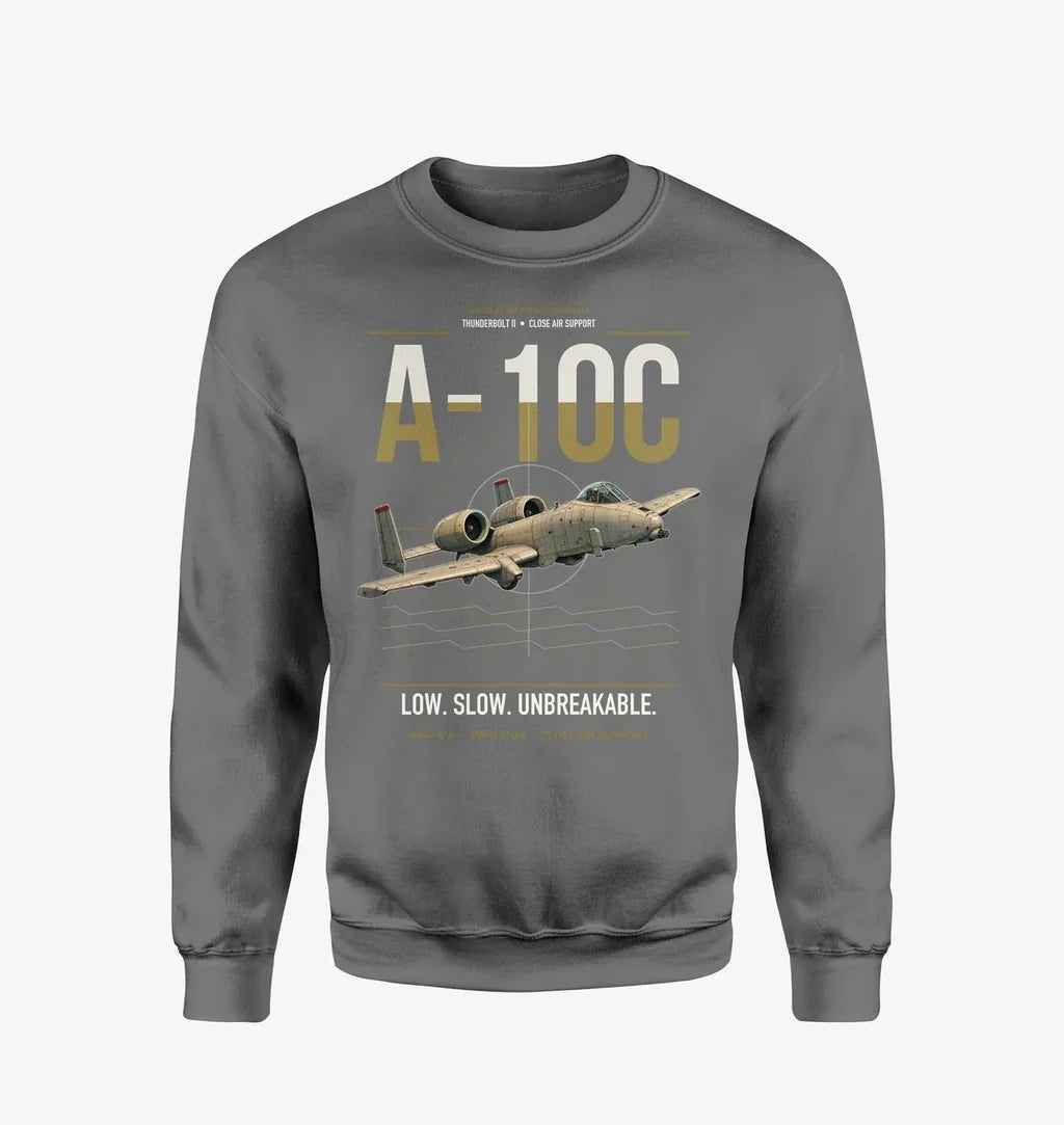 A-10C Thunderbolt II design on gray sweatshirt