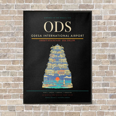 Odesa International Airport ODS - Canvas Framed - Black