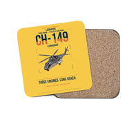 Thumbnail for Leonardo CH-149 Cormorant design on yellow 1 piece coaster
