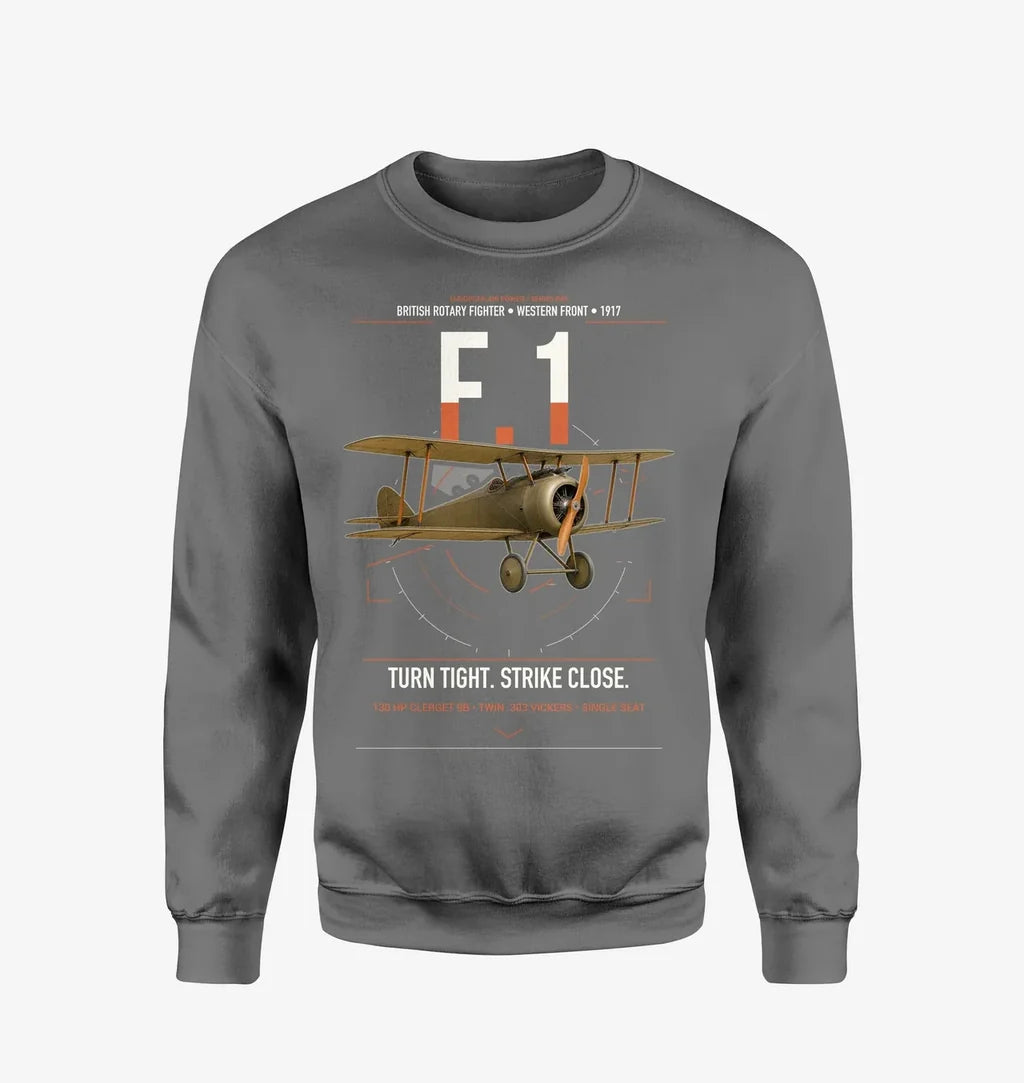 Sopwith Camel F.1 design on gray sweatshirt