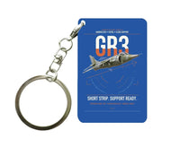 Thumbnail for Hawker Siddeley Harrier GR3 design on blue designed key chain, double-side print