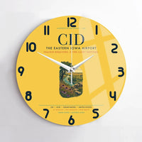 Thumbnail for The Eastern Iowa Airport Cedar Rapids (CID) design on yellow no frame wall clock