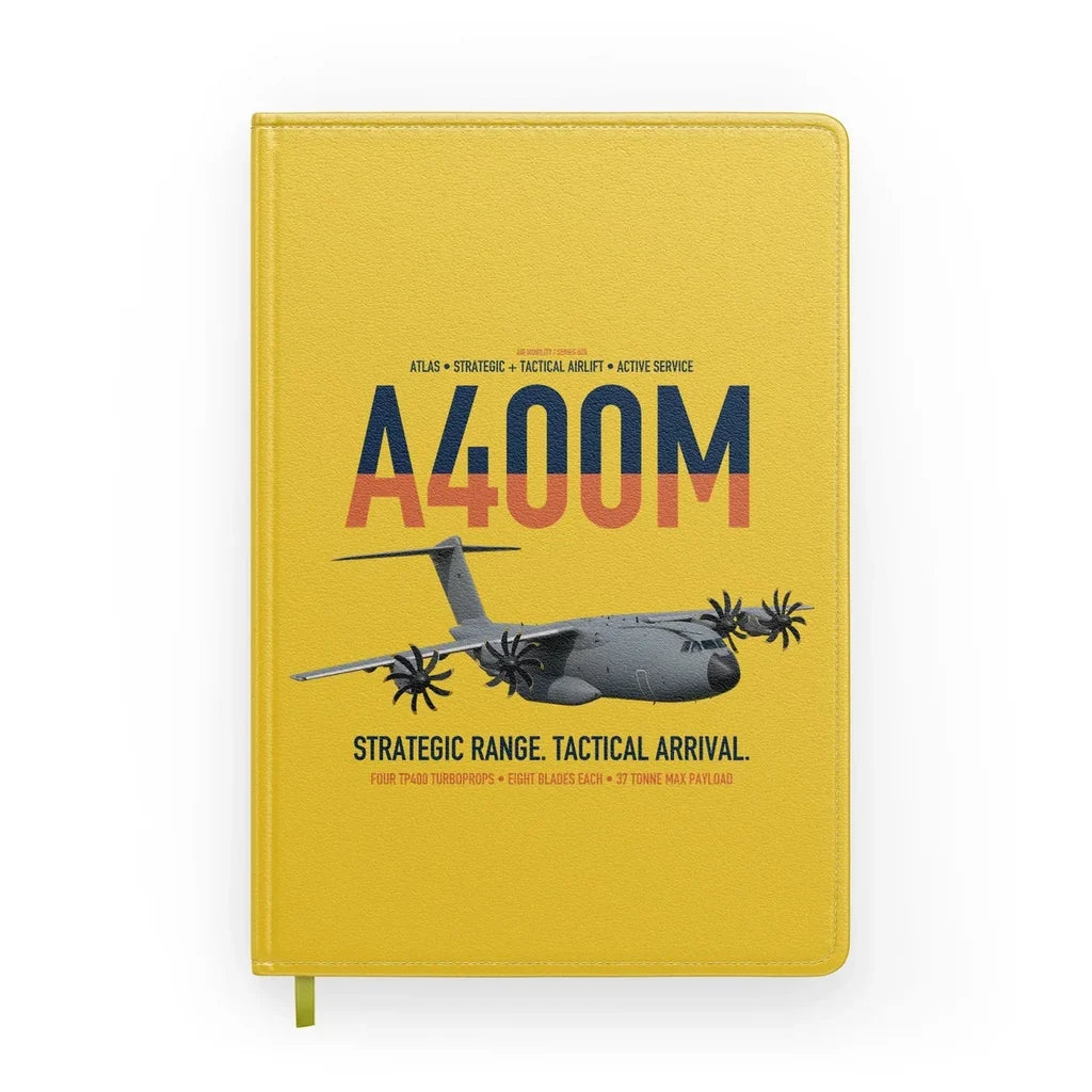 Airbus A400M Atlas design on yellow notebook