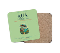 Thumbnail for Queen Beatrix International Airport (AUA) design on light green 1 piece coaster