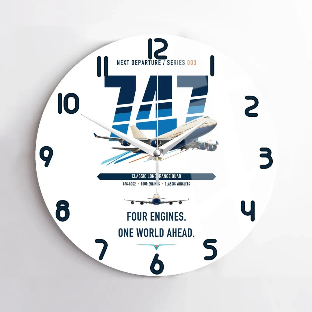 Boeing 747-400 design on white no frame wall clock
