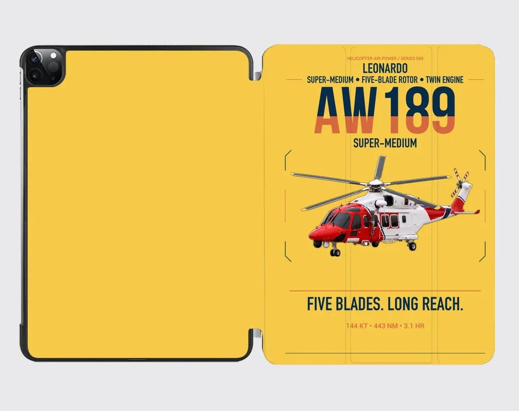 Leonardo AW189 design on yellow ipad tablet case