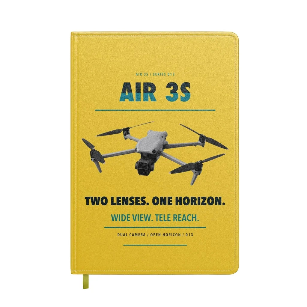 DJI Air 3S design on yellow notebook