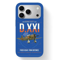 Thumbnail for Fokker D.XXI — Dutch LVA aircraft 221 design on blue magsafe iphone case, for iPhone 17 Pro