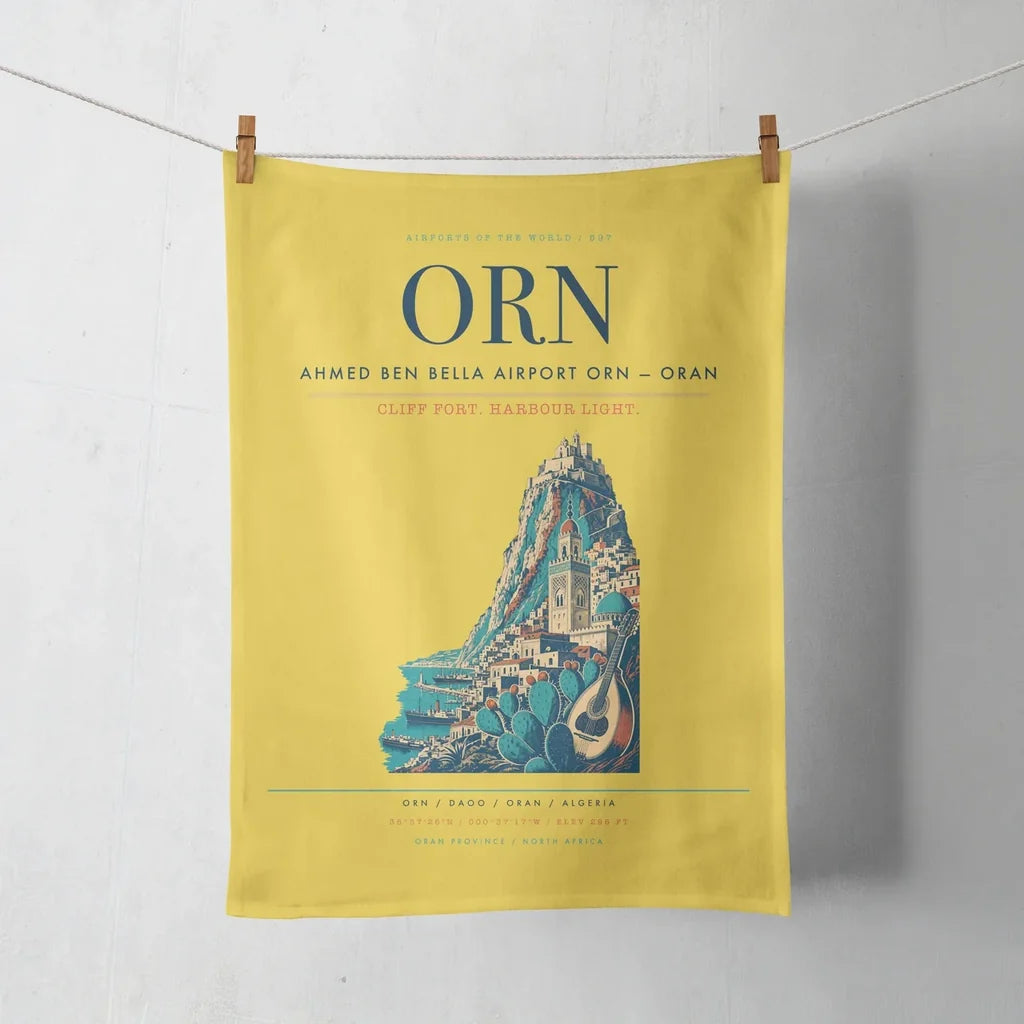 Ahmed Ben Bella Airport (ORN) design on yellow towel