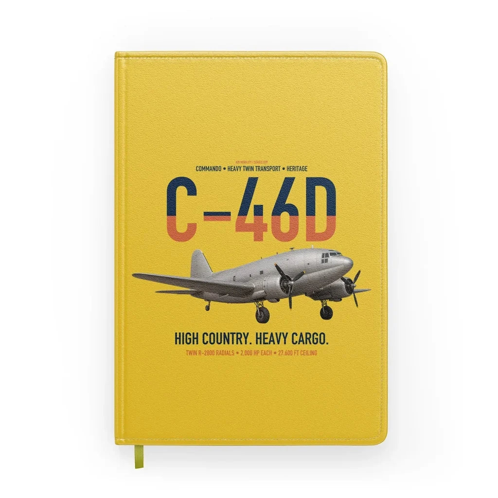 C-46D Commando design on yellow notebook