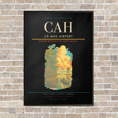 Cà Mau Airport CAH vertical canvas print - framed - black background