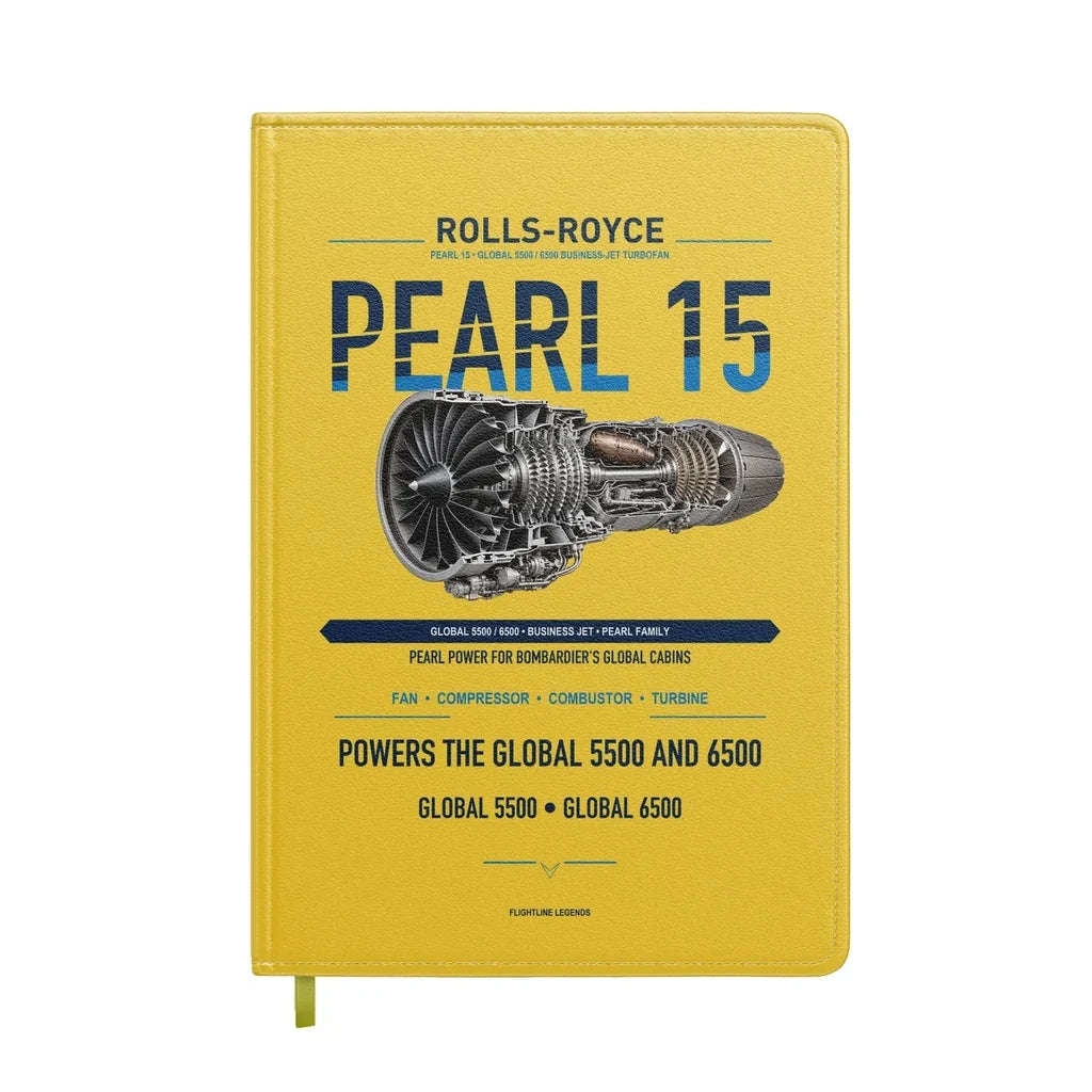 PEARL 15 design on yellow notebook