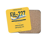 Thumbnail for Fairchild Hiller FH-227B design on yellow 1 piece coaster