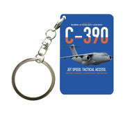 Thumbnail for C-390 Millennium design on blue designed key chain, double-side print