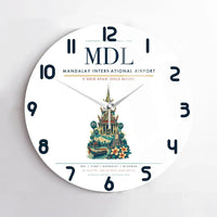 Thumbnail for Mandalay International Airport (MDL) design on white no frame wall clock
