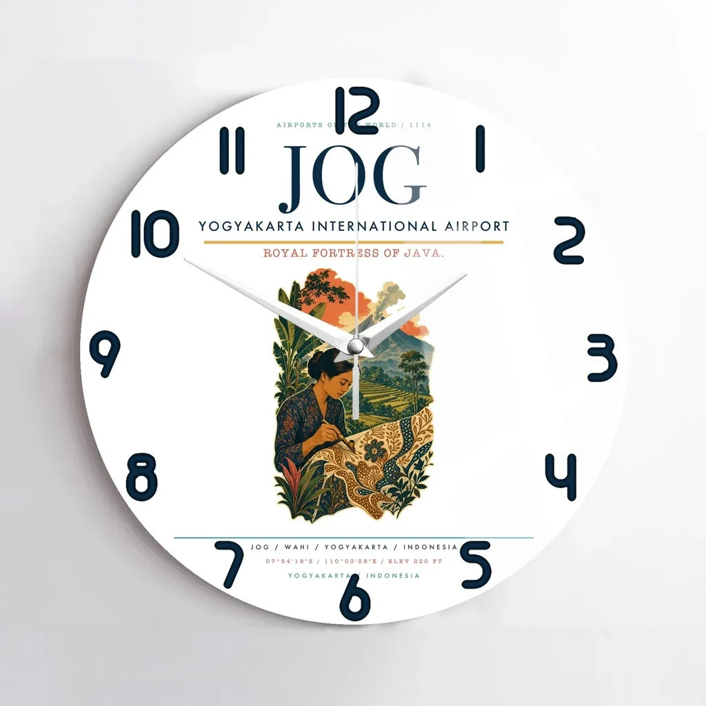 Yogyakarta International Airport (JOG) design on white no frame wall clock