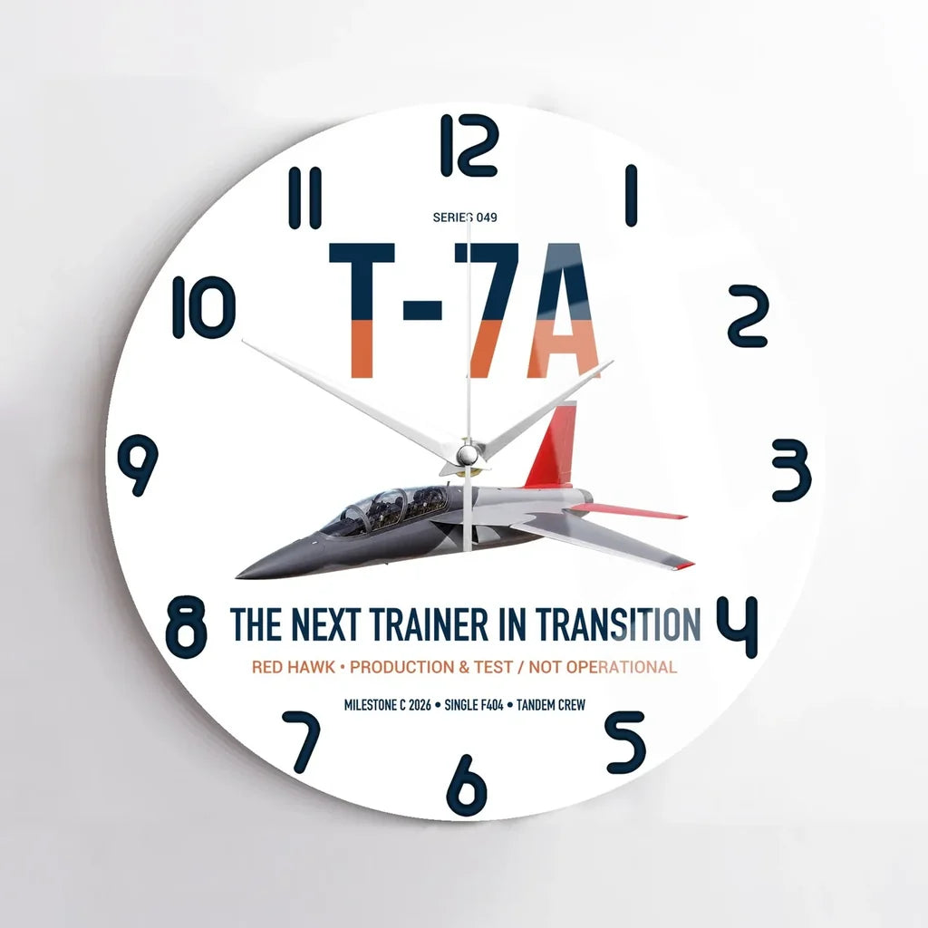 T-7A Red Hawk design on white no frame wall clock