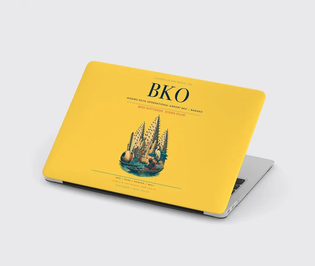Modibo Keita International Airport (BKO) design on yellow MacBook case