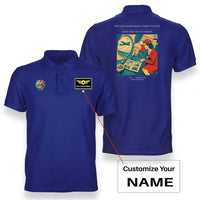 Thumbnail for VINTAGE G4423 - The Grandmother's First Flight - Double-Side Polo T-Shirt design on blue+name