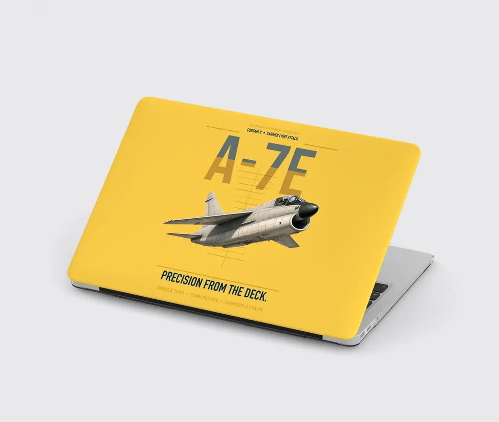 A-7E Corsair II design on yellow MacBook case