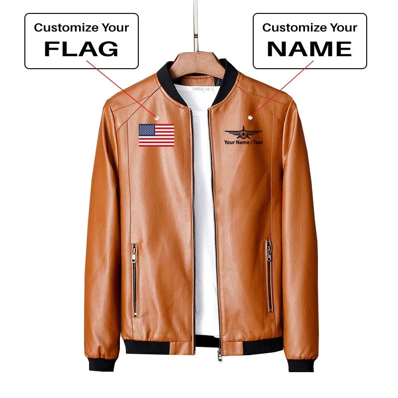 Customisable Flag & Name Leather Jacket - view 3