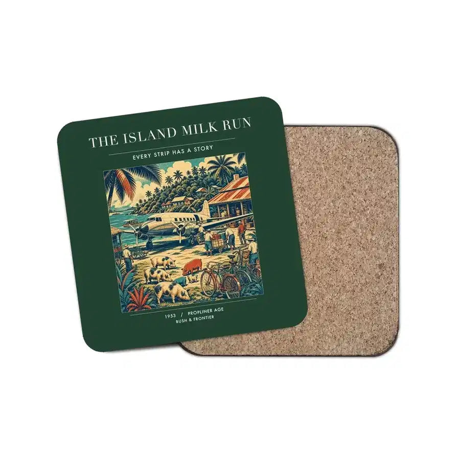 The Island Milk Run - Designed Coasters design on dark green 1-piece